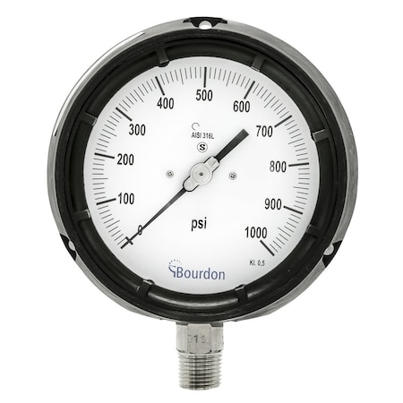 Bourdon 4.5 in. 0/1000 PSI 1/2 in. NPT LM AHG6-A60.H30